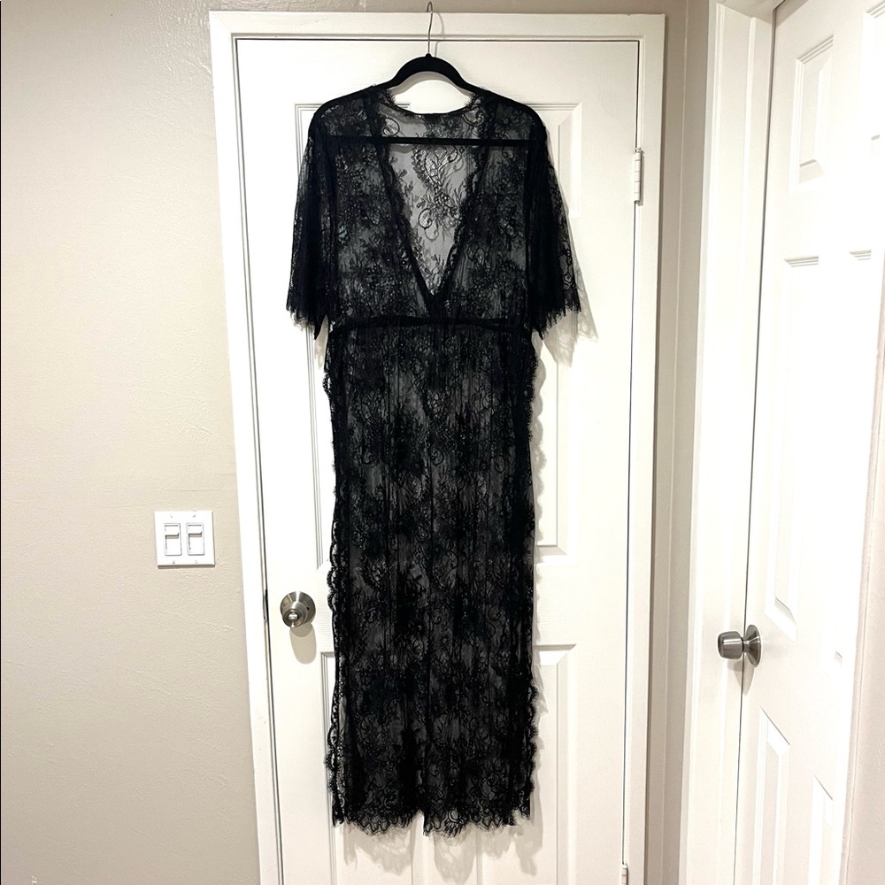Shein Plus 1x Black Lace Kimono, new